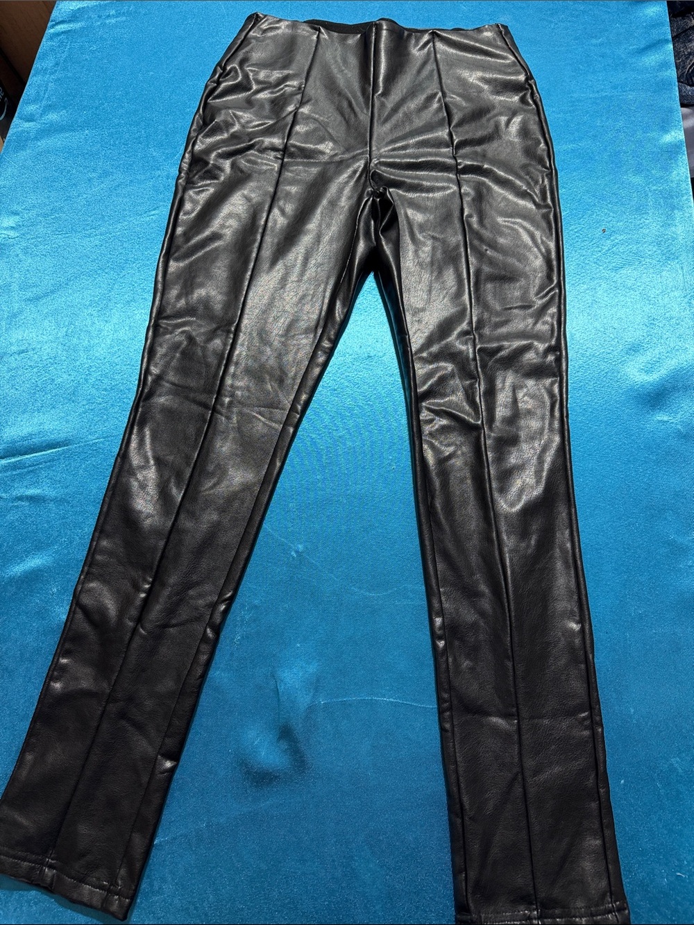 Women's Black Faux Leather Slim Leg Pants